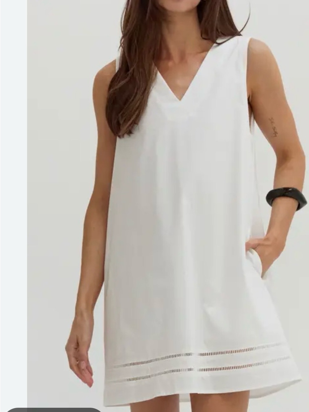 Reece Lattice Trim Poplin Mini Dress by Crescent Size L